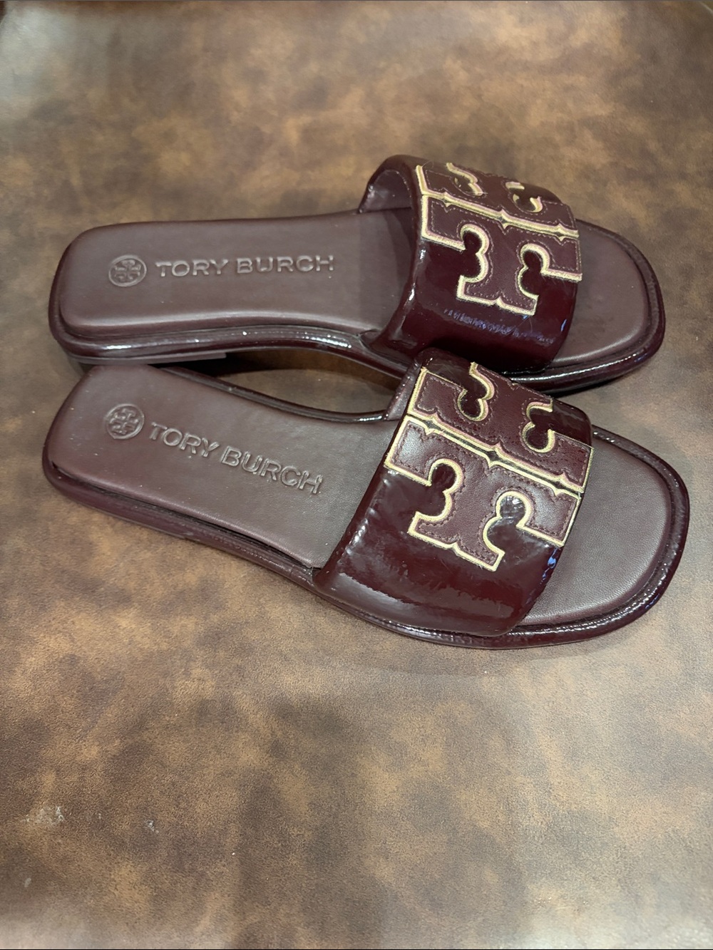 Plum Double-T Leather Sport Slide Sandal